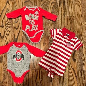 Infant Baby Ohio State Onesie Bundle - Red and Gray